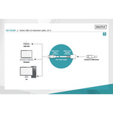 Digitus Aktives USB 3.2 Gen 1 Verlängerungskabel, 15 Meter schwarz, Repeater Kabel