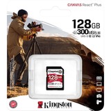 Kingston Canvas React Plus 128 GB SDXC, Speicherkarte schwarz, UHS-II U3, Class 10, V90