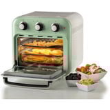 Ariete Heißluftfritteuse und Mini-Ofen 3in1 Vintage Green weiß/hellgrün, 1.350 Watt, Garraum 16 Liter, mit Sichtfenster
