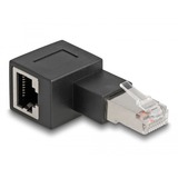 DeLOCK Adapter RJ-45 Stecker > RJ-45 Buchse, Cat.6a schwarz, 90° nach links gewinkelt