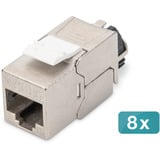 Digitus Cat.6a Keystone-Modul, geschirmt silber, 8 Stück, mit intelligentem Kabelmanager