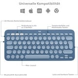 Logitech K380 Multi-Device für Mac, Tastatur blau, DE-Layout, Bluetooth, kompatibel mit macOS/iOS/iPadOS