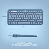 Logitech K380 Multi-Device für Mac, Tastatur blau, DE-Layout, Bluetooth, kompatibel mit macOS/iOS/iPadOS