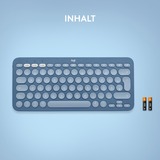 Logitech K380 Multi-Device für Mac, Tastatur blau, DE-Layout, Bluetooth, kompatibel mit macOS/iOS/iPadOS