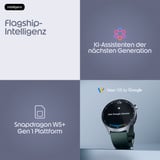 Motorola moto watch ultra, Smartwatch schwarz/grau, Gun Metal, schwarzes Silikon- und Leder-Armband