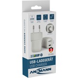 Ansmann Home Charger HC120PD-mini, 20 Watt, Ladegerät weiß, 1x USB-C, GaN, PowerDelivery, Multisafe-Technologie