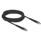 DeLOCK USB 2.0 Kabel, USB-C Stecker > USB-C Stecker mit verlängertem Knickschutz schwarz, 3 Meter, PD 3.0, Laden mit bis zu 60 Watt