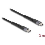 DeLOCK USB 2.0 Kabel, USB-C Stecker > USB-C Stecker mit verlängertem Knickschutz schwarz, 3 Meter, PD 3.0, Laden mit bis zu 60 Watt