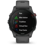 Garmin Forerunner 255, Smartwatch grau/schwarz, 46 mm, Silikon-Armband