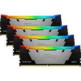 Kingston FURY DIMM 32 GB DDR4-3200 (4x 8 GB) Quad-Kit, Arbeitsspeicher schwarz, KF432C16RB2AK4/32, Renegade RGB, INTEL XMP