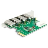 DeLOCK PCIe x1 Karte zu 4x extern USB Typ-A 5 Gbit/s, USB-Controller 4-pin-Stromanschluss