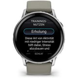 Garmin Venu 4 - 45 mm, Smartwatch schwarz/Silber, Silikon-Armband in grau