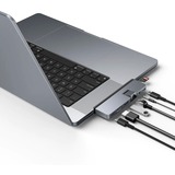Hyper DUO PRO 7-in-2 USB-C Hub, Dockingstation grau, USB-C, HDMI, USB4