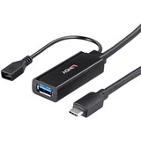 Lindy USB 3.2 Gen 1 Aktivverlängerungskabel, USB-C Stecker > USB-A Buchse schwarz, 5 Meter