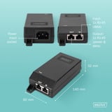Digitus Gigabit Ethernet PoE+ Injektor, 802.3at 30 W, PoE-Injektor schwarz
