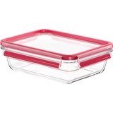 Emsa CLIP & CLOSE Glas-Frischhaltedose 1,1 Liter transparent/rot, rechteckig