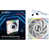 Lian Li UNI FAN SL120 LCD Wireless Reverse, Gehäuselüfter weiß, 124.5 mm