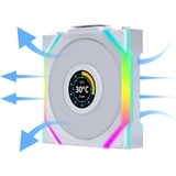 Lian Li UNI FAN SL120 LCD Wireless, Gehäuselüfter weiß, Reverse, 124.5 mm