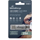 MediaRange Kombo-Speicherstick 256 GB, USB-Stick silber/transparent, USB-A 3.2 Gen 1, USB-C 3.2 Gen 1