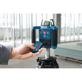 Bosch Rotationslaser GRL 300 HVG Professional, mit Halterung blau/schwarz, grüne Laserlinie, mit Laser-Empfänger LR 1, im Koffer