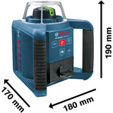 Bosch Rotationslaser GRL 300 HVG Professional, mit Halterung blau/schwarz, grüne Laserlinie, mit Laser-Empfänger LR 1, im Koffer