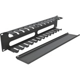 DeLOCK 19" Kabelmanagement Rangierpanel mit 4 Öffnungen, Kabelführung schwarz, 2 HE