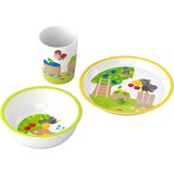 HABA Geschenk-Set Melamingeschirr Obstgarten weiß/hellgrün, 3-teilig