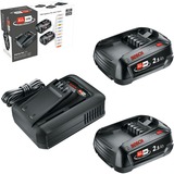 Bosch Heimwerken & Garten Akku Starter-Set 18V 2x 2,5Ah + Schnellladegerät AL 18V-44 schwarz, 2x Li-Ionen Akku 2,5Ah, POWER FOR ALL ALLIANCE