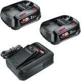 Bosch Heimwerken & Garten Akku Starter-Set 18V 2x 2,5Ah + Schnellladegerät AL 18V-44 schwarz, 2x Li-Ionen Akku 2,5Ah, POWER FOR ALL ALLIANCE