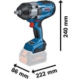 Bosch PRO Akku-Schlagschrauber BITURBO GDS 18V-1000 Professional solo, 18Volt blau/schwarz, ohne Akku und Ladegerät, 1/2"
