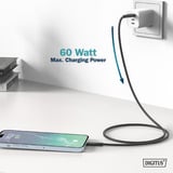 Digitus USB 2.0 Silikon-Anschlusskabel USB-A > USB-C schwarz, 2 Meter, PD, Laden mit bis zu 60 Watt