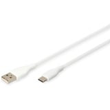 Digitus USB 2.0 Silikon-Anschlusskabel USB-A > USB-C weiß, 0,5 Meter, PD, Laden mit bis zu 60 Watt