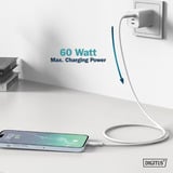 Digitus USB 2.0 Silikon-Anschlusskabel USB-A > USB-C weiß, 0,5 Meter, PD, Laden mit bis zu 60 Watt
