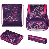 Herlitz Loop Plus Butterflies, Schulranzen lila, inkl. 16 tlg. Schüleretui, Faulenzermäppchen, Sportbeutel