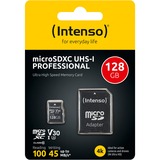 Intenso UHS-I Professional 128 GB microSDXC, Speicherkarte schwarz, UHS-I U3, Class 10
