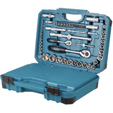 Makita Handwerkzeug-Set E-17980, 231-teilig blau, mit 2 Umschaltknarren, 1/4" und 1/2", Koffer