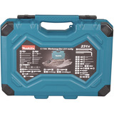 Makita Handwerkzeug-Set E-17980, 231-teilig blau, mit 2 Umschaltknarren, 1/4" und 1/2", Koffer