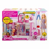Mattel Barbie Traumkleiderschrank mit Puppe, Moden & Accessoires, Puppenmöbel rosa/weiß