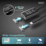 Digitus Aktives USB 3.2 Gen 1 Verlängerungskabel, USB-C Stecker > USB-C Buchse schwarz, 5 Meter, Repeater Kabel