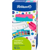 Pelikan Farbkasten ProColor 12 türkis/pink, 12 Farben und Deckweiß