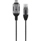 goobay Ethernet-Adapterkabel USB-C 3.2 Gen2 > RJ-45, Slim schwarz/grau, 5 Meter