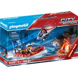 PLAYMOBIL 70335 Feuerwehreinsatz mit Heli und Boot, Konstruktionsspielzeug