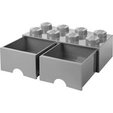 Room Copenhagen LEGO Storage Brick Drawer 8, Aufbewahrungsbox dunkelgrau, zwei Schubladen