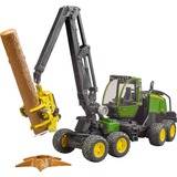 bruder 02135 John Deere 1270G Harvester, Modellfahrzeug grün/schwarz, Inkl. Baumstamm