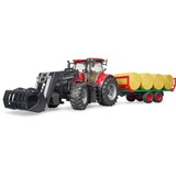bruder 03198 Case IH Optum 300CVX mit Frontlader und Ballentransportanhänger, Modellfahrzeug 