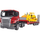 bruder Scania R-Serie LKW mit Tieflader und CAT Bulldozer, Modellfahrzeug