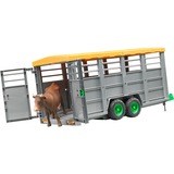 bruder Viehtransportanhänger mit Kuh, Modellfahrzeug grau