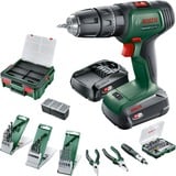 Bosch Heimwerken & Garten Akku-Schlagbohrschrauber UniversalImpact 18V + SystemBox grün/schwarz, Li-Ionen Akku 1,5Ah + 2,5Ah, Koffer + 210-teiliges Zubehör, POWER FOR ALL ALLIANCE