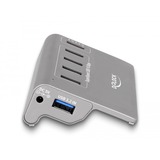 DeLOCK USB 10 Gbps Hub mit 4 USB Typ-A Ports + 1 Schnellladeport, USB-Hub grau, inkl. Netzteil