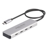 DeLOCK USB 10 Gbps USB Type-C Hub mit 4 x USB Type-C Buchse, USB-Hub grau